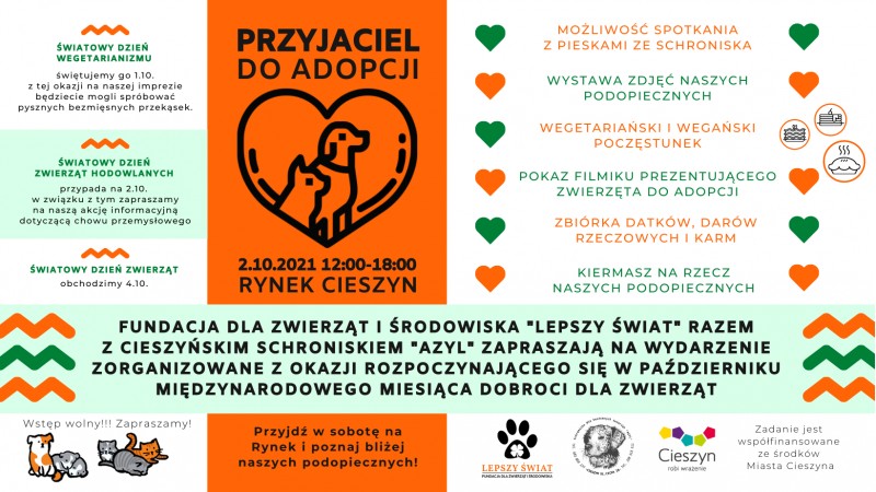 Plakat promujący wydarzenie Przyjaciel do adopcji fot. mat.pras